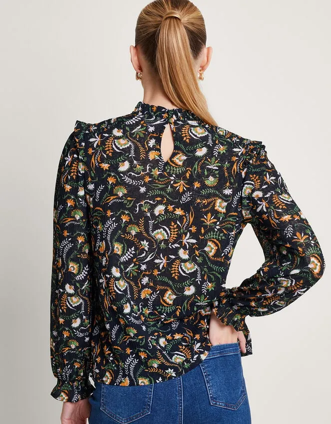 Frill Print Top Black Women Monsoon Tops and Blouses