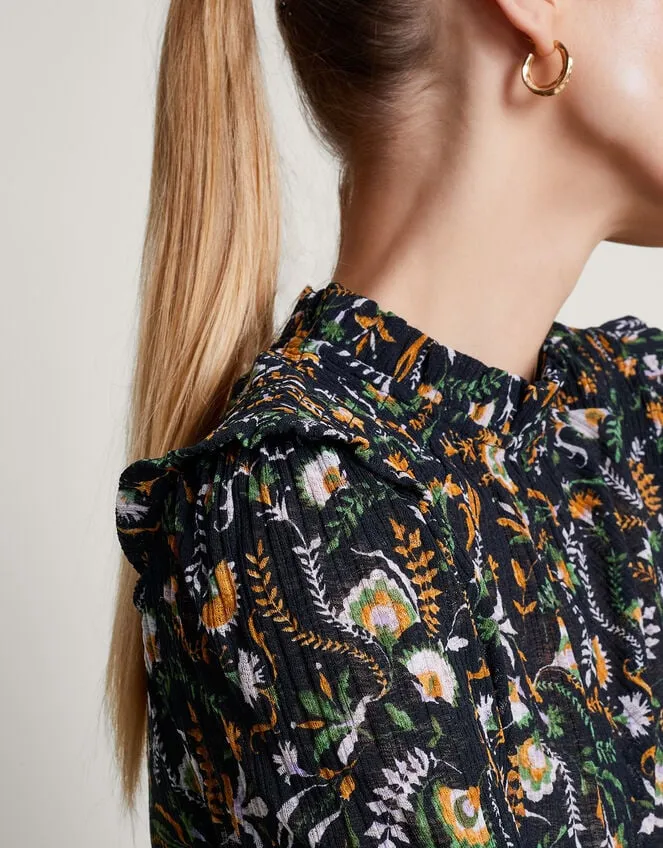 Frill Print Top Black Women Monsoon Tops and Blouses