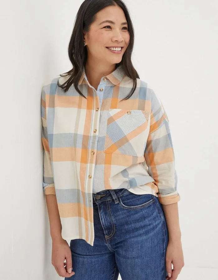 Frome Check Shirt Ivory Women FatFace Shirts and Blouses