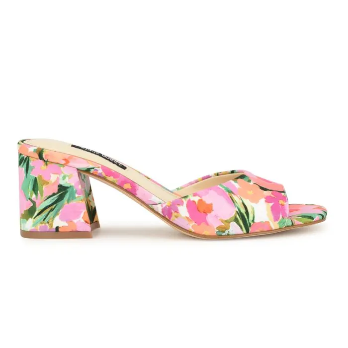 Gagen Slide Sandals Pink Floral Women Nine West Sandals