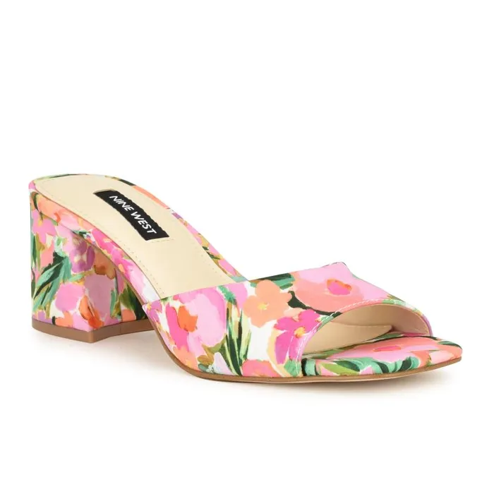 Gagen Slide Sandals Pink Floral Women Nine West Sandals