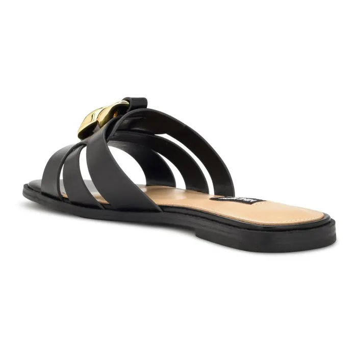 Ganlee Flat Slide Sandals Black Women Nine West Sandals