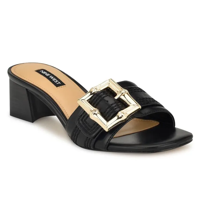 Garta Buckle Slide Sandals Black Women Nine West Sandals