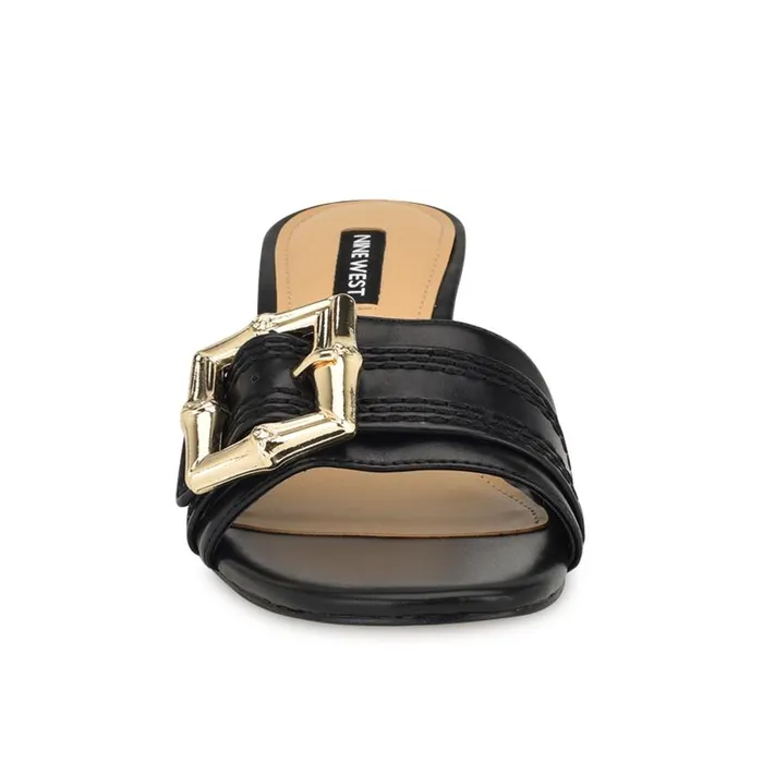 Garta Buckle Slide Sandals Black Women Nine West Sandals