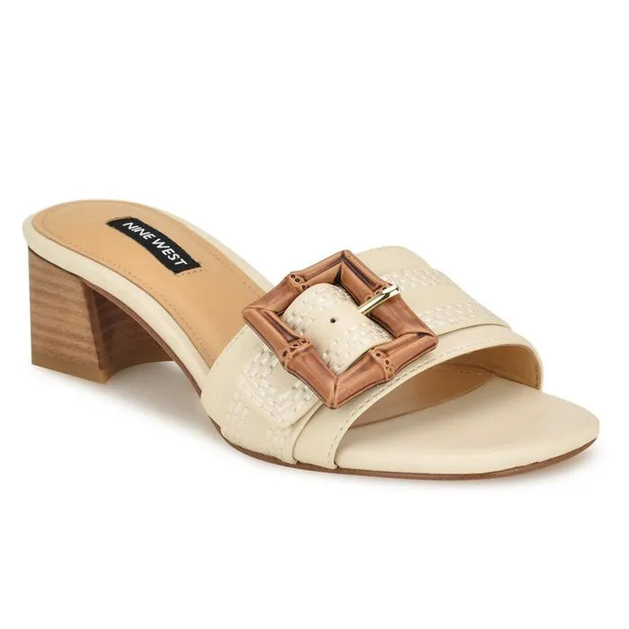 Garta Buckle Slide Sandals Chic Cream Women Nine West Sandals