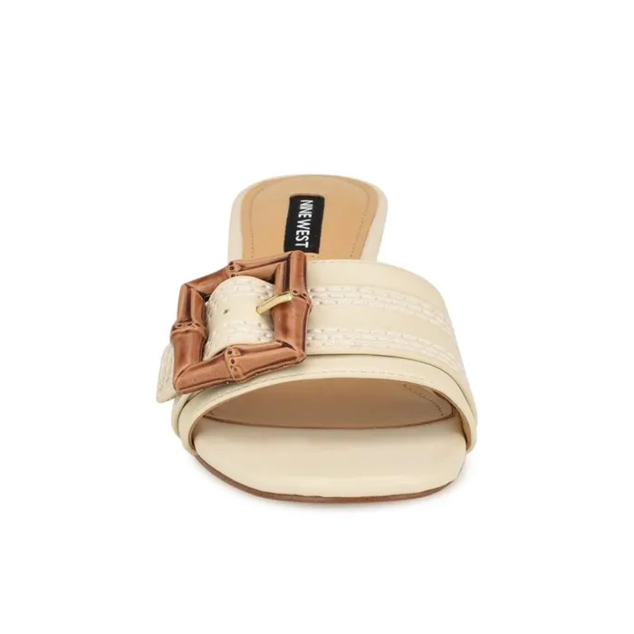 Garta Buckle Slide Sandals Chic Cream Women Nine West Sandals