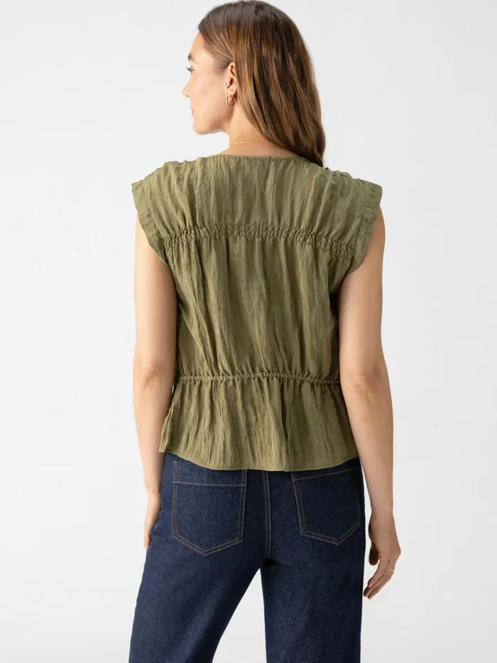 Gathered Shell Blouse Burnt Olive Women Sanctuary Clothing Tees and Tops