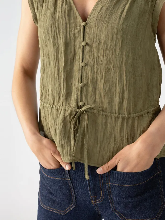 Gathered Shell Blouse Burnt Olive Women Sanctuary Clothing Tees and Tops