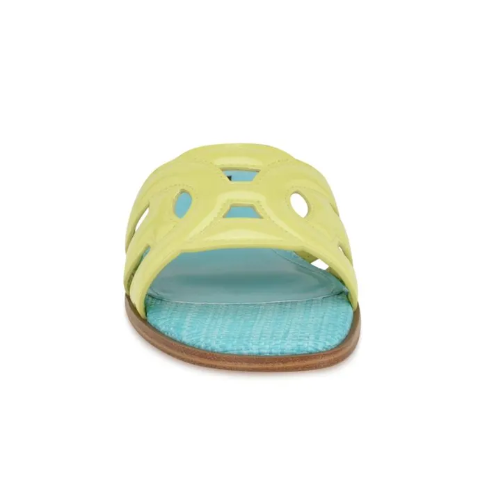 Geena Flat Slide Sandals Yellowblue Women Nine West Sandals