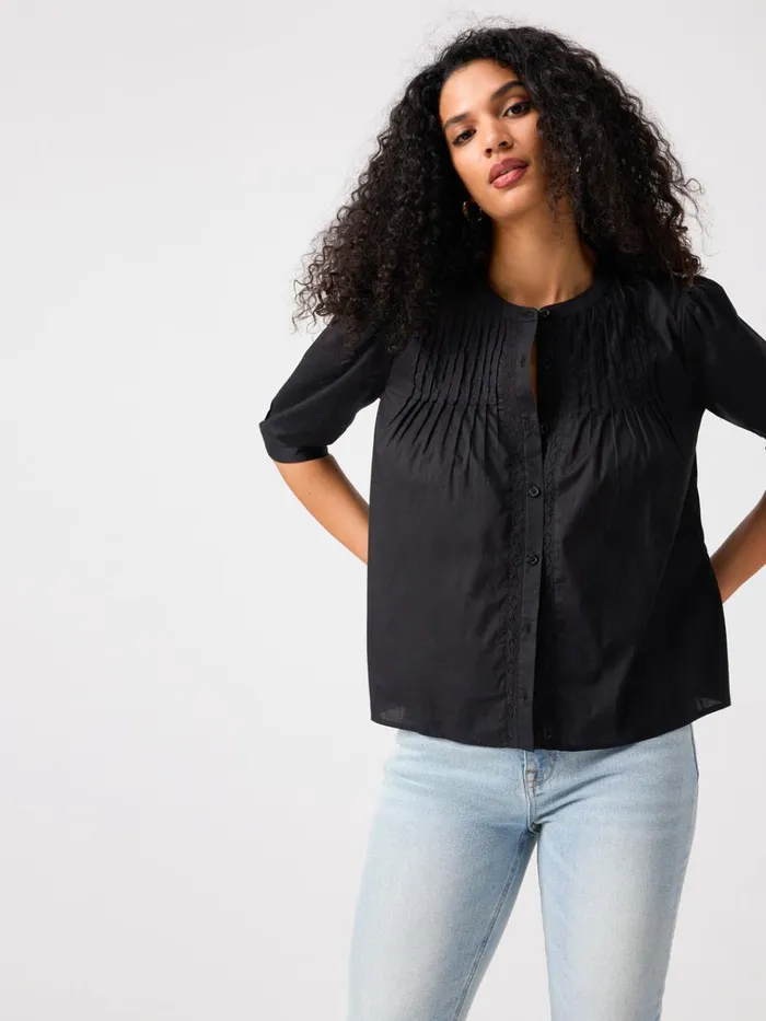 Gentle Pintuck Blouse Black Women Sanctuary Clothing Tees and Tops