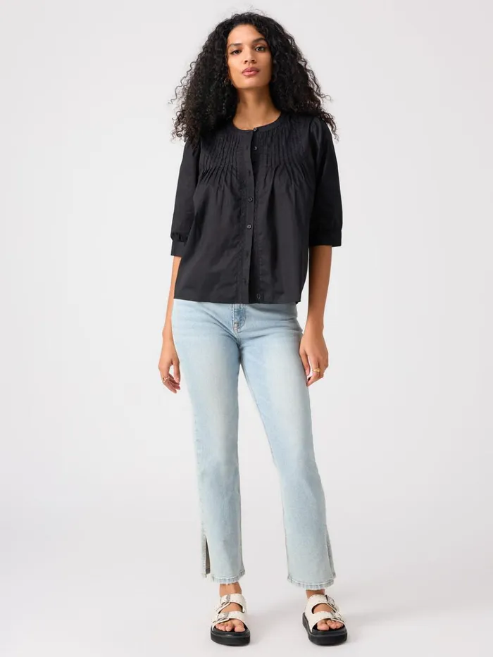 Gentle Pintuck Blouse Black Women Sanctuary Clothing Tees and Tops