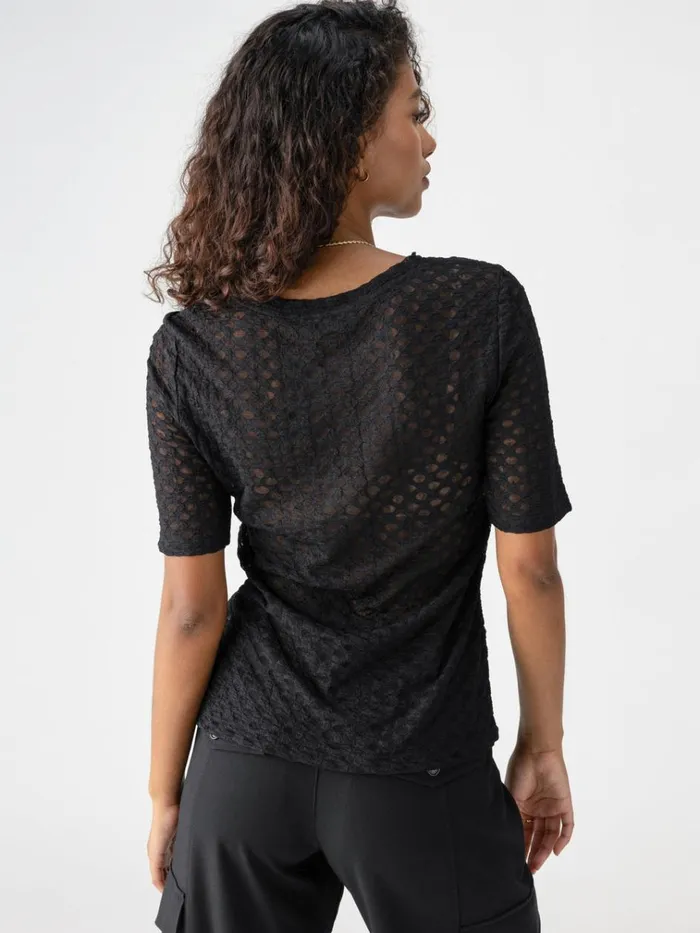 Geo Mesh Tee Black Women Sanctuary Clothing Tees and Tops