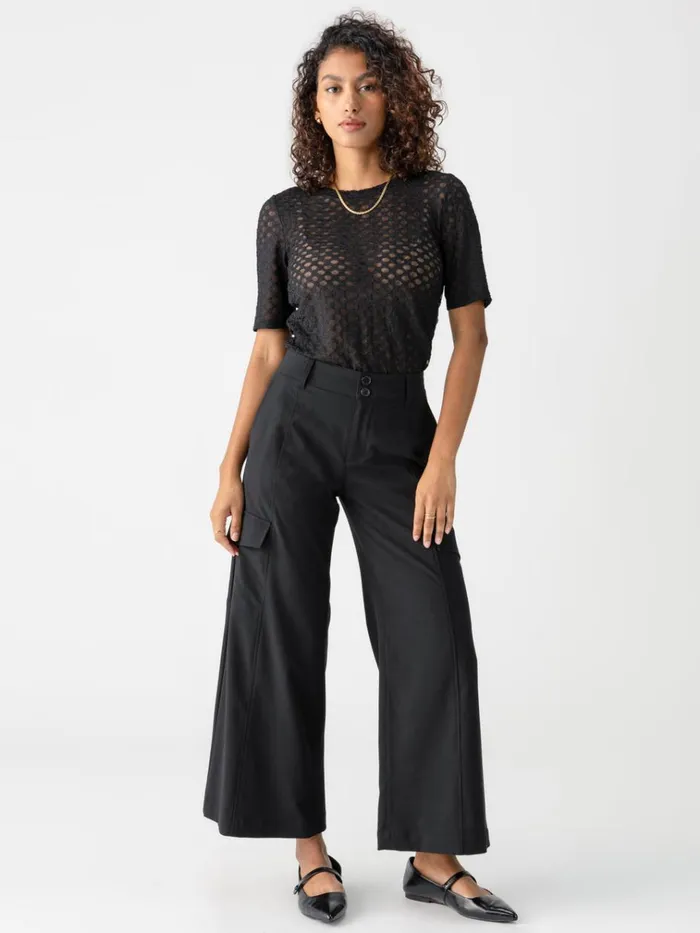 Geo Mesh Tee Black Women Sanctuary Clothing Tees and Tops