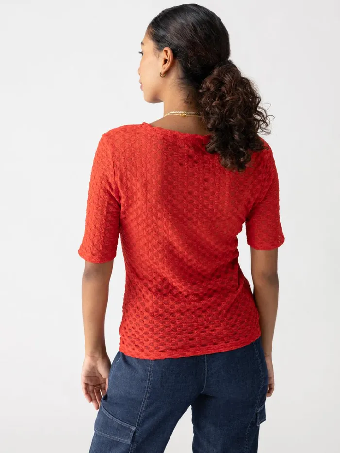 Geo Mesh Tee Cherry Red Women Sanctuary Clothing Tees and Tops