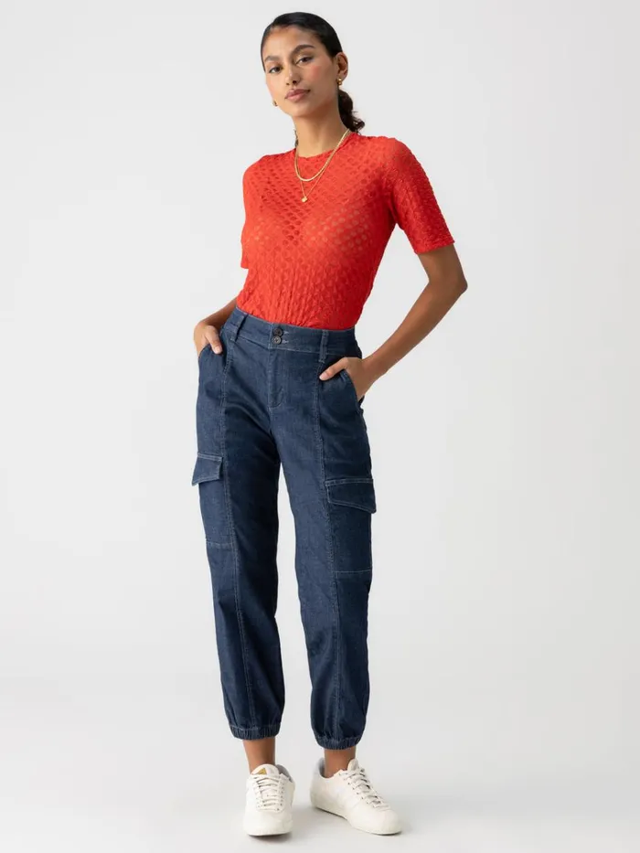 Geo Mesh Tee Cherry Red Women Sanctuary Clothing Tees and Tops