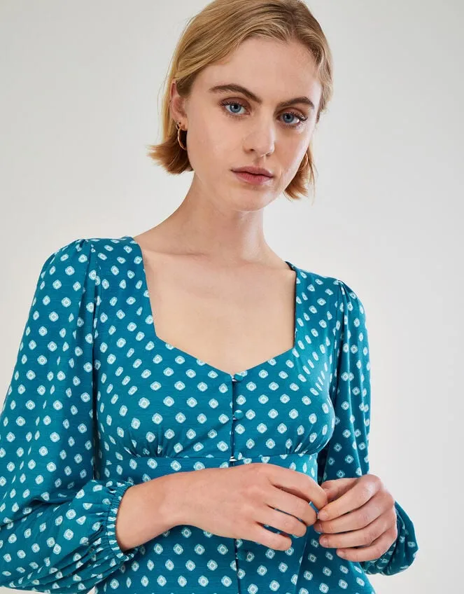 Geometric Print Babydoll Short Jersey Dress Blue Women Monsoon Dresses
