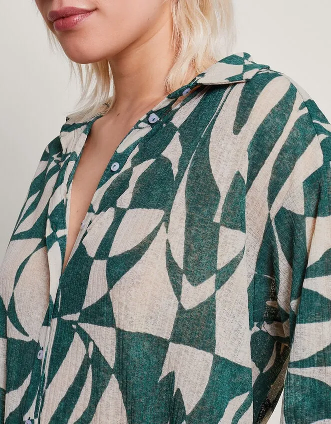 Geometric Print Shirt Green Women Monsoon Tops and Blouses