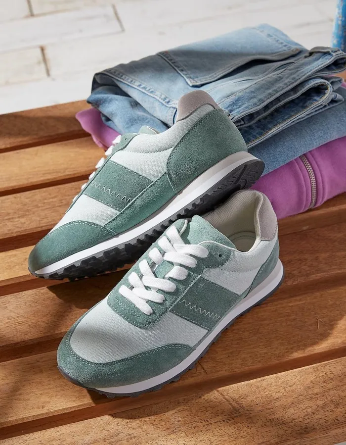 Georgia Colour Block Runner Trainers Green Women FatFace Trainers