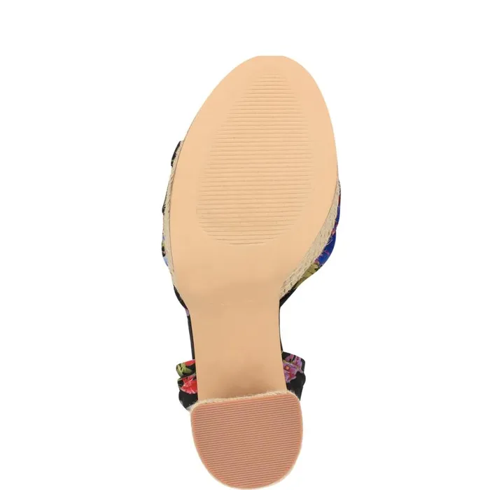 Gertha Platform Espadrille Sandals Black Floral Women Nine West Sandals