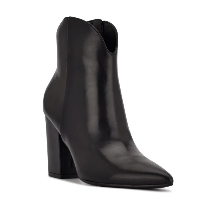 Ghost Ankle Booties Black Leather Women Nine West Heels