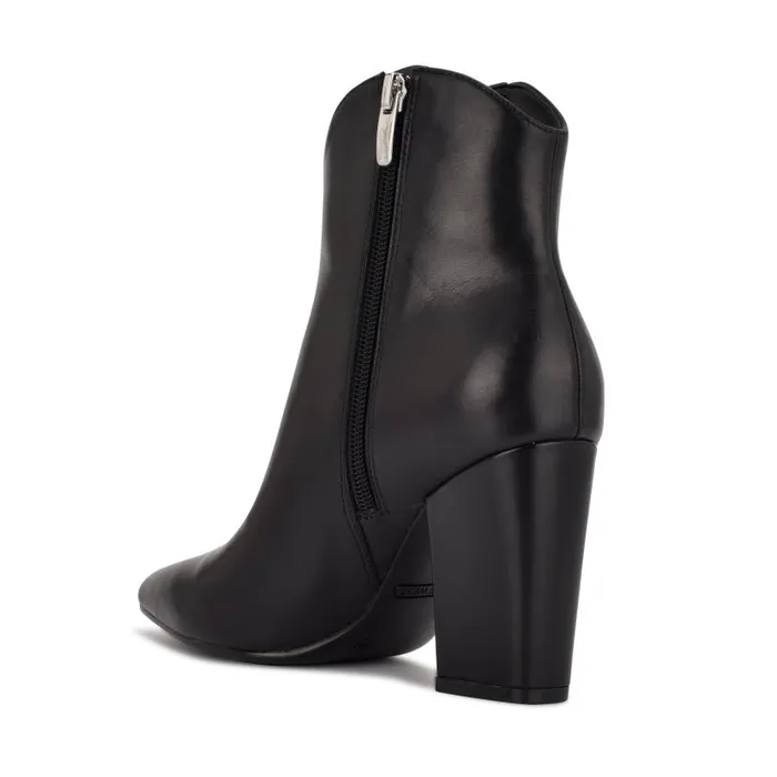 Ghost Ankle Booties Black Leather Women Nine West Heels