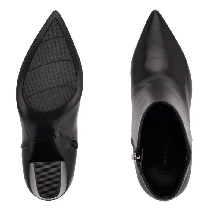 Ghost Ankle Booties Black Leather Women Nine West Heels