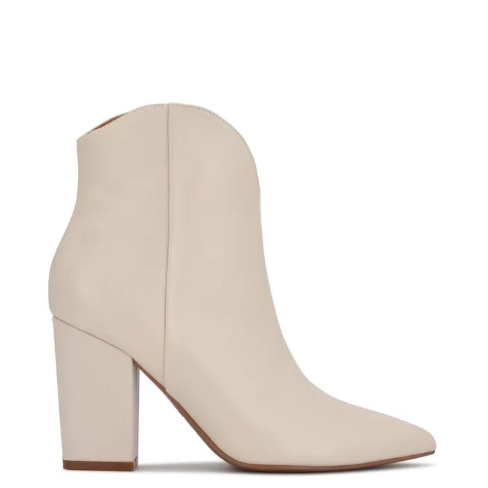 Ghost Ankle Booties Ivory Leather Women Nine West Boots and Booties