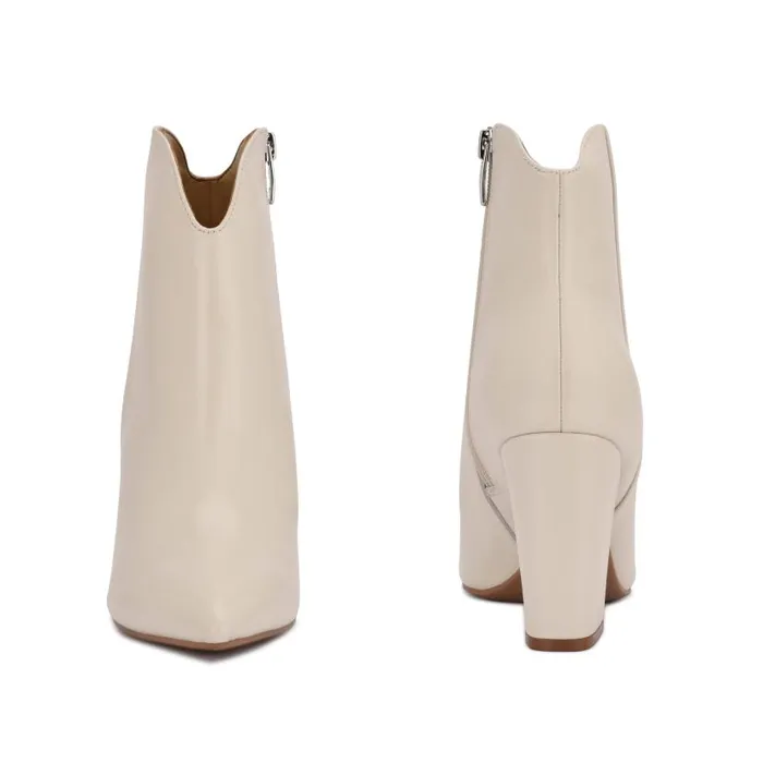 Ghost Ankle Booties Ivory Leather Women Nine West Boots and Booties