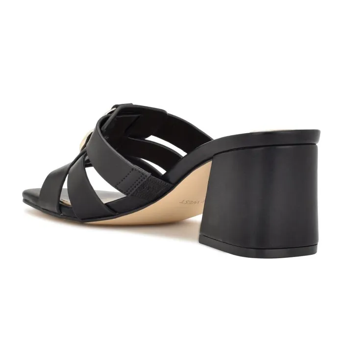 Gipper Heeled Slide Sandals Black Women Nine West Heels