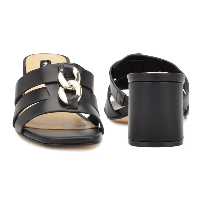 Gipper Heeled Slide Sandals Black Women Nine West Heels