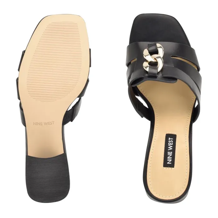 Gipper Heeled Slide Sandals Black Women Nine West Heels