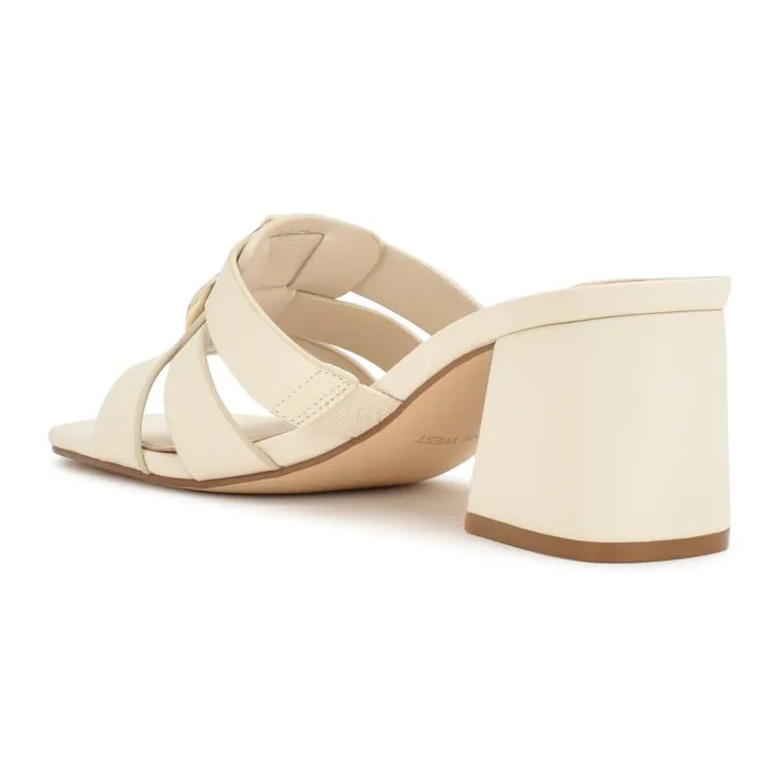 Gipper Heeled Slide Sandals Chic Cream Women Nine West Sandals