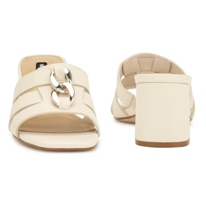 Gipper Heeled Slide Sandals Chic Cream Women Nine West Sandals