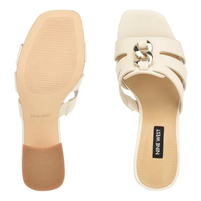 Gipper Heeled Slide Sandals Chic Cream Women Nine West Sandals