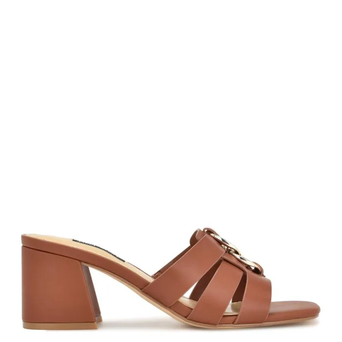 Gipper Heeled Slide Sandals Rich Coffee Women Nine West Heels