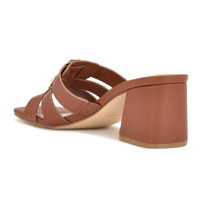 Gipper Heeled Slide Sandals Rich Coffee Women Nine West Heels