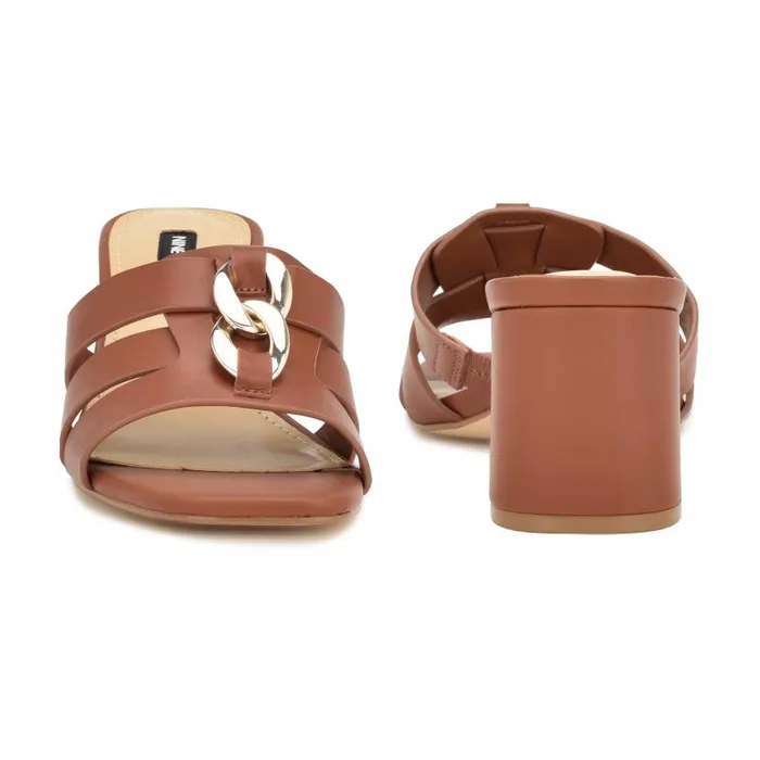 Gipper Heeled Slide Sandals Rich Coffee Women Nine West Heels
