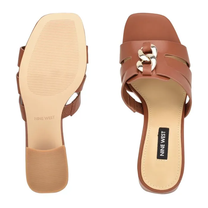 Gipper Heeled Slide Sandals Rich Coffee Women Nine West Heels