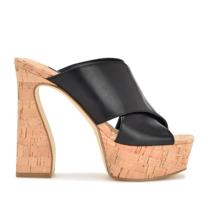 Girlz Platform Sandals Black Natural Women Nine West Heels