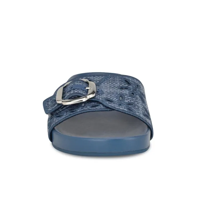 Giulia Casual Footbed Sandals Blue Raffia Women Nine West Sandals