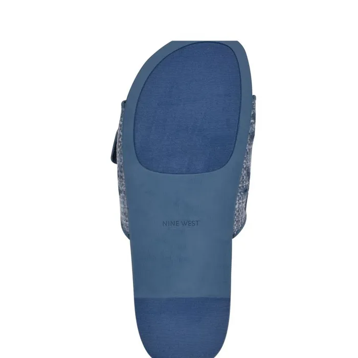 Giulia Casual Footbed Sandals Blue Raffia Women Nine West Sandals