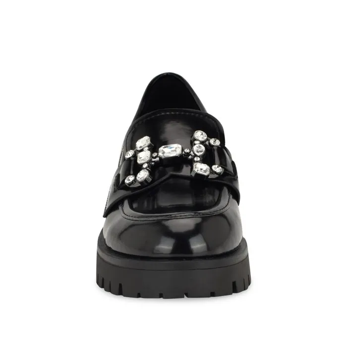 Glammy Lugsole Loafers Black Women Nine West Flats and Loafers