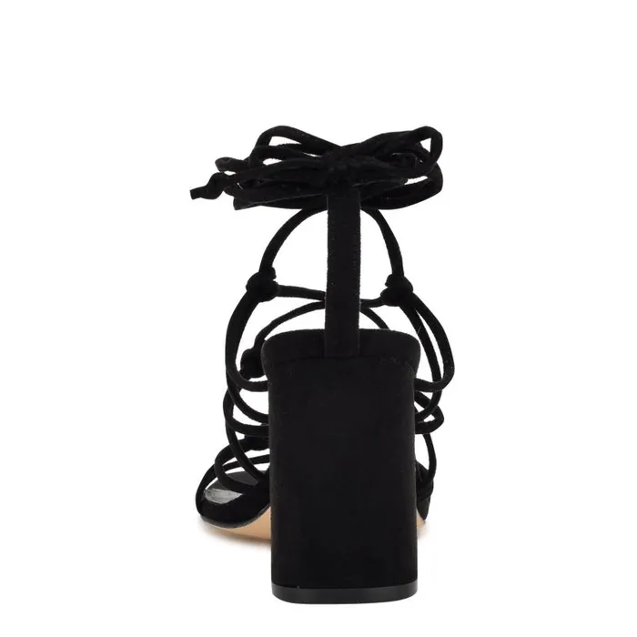 Glaven Ankle Wrap Sandals Black Suede Women Nine West Sandals