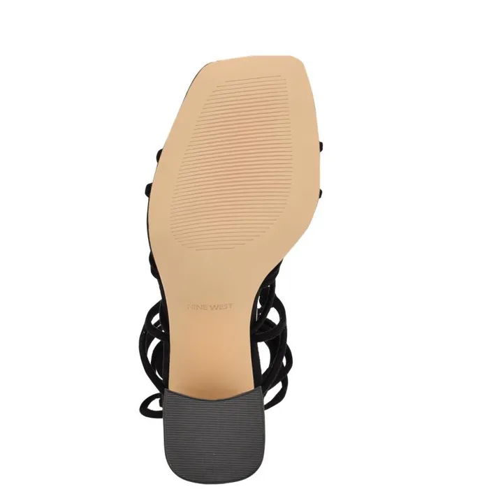 Glaven Ankle Wrap Sandals Black Suede Women Nine West Sandals