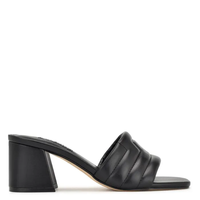 Glenra Heeled Slide Sandals Black Women Nine West Sandals