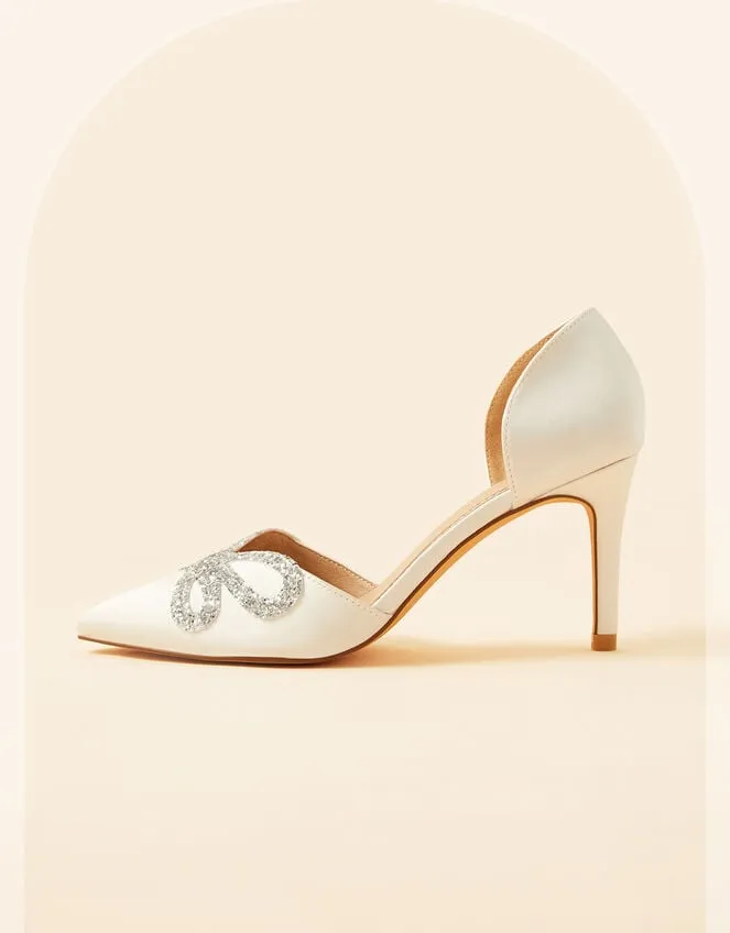 Glitter Bow Pointed Toe Bridal Court Heels Ivory Women Monsoon Heels