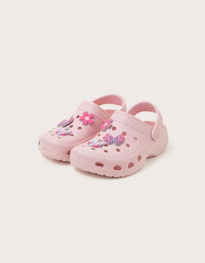 Glitter Butterfly Clogs Pink Children Monsoon Girls039 Shoes and Sandals