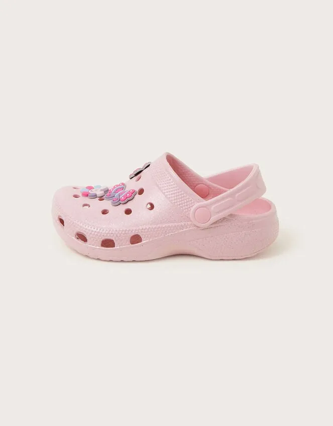 Glitter Butterfly Clogs Pink Children Monsoon Girls039 Shoes and Sandals