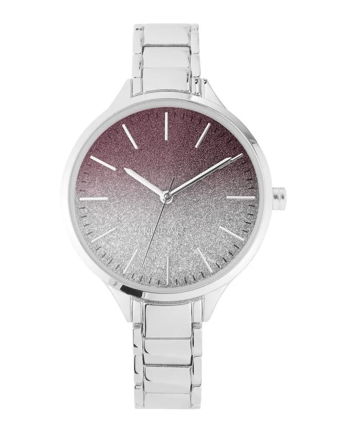 Glitter Ombre Dial Watch Silvertone WomenMen Nine West Watches