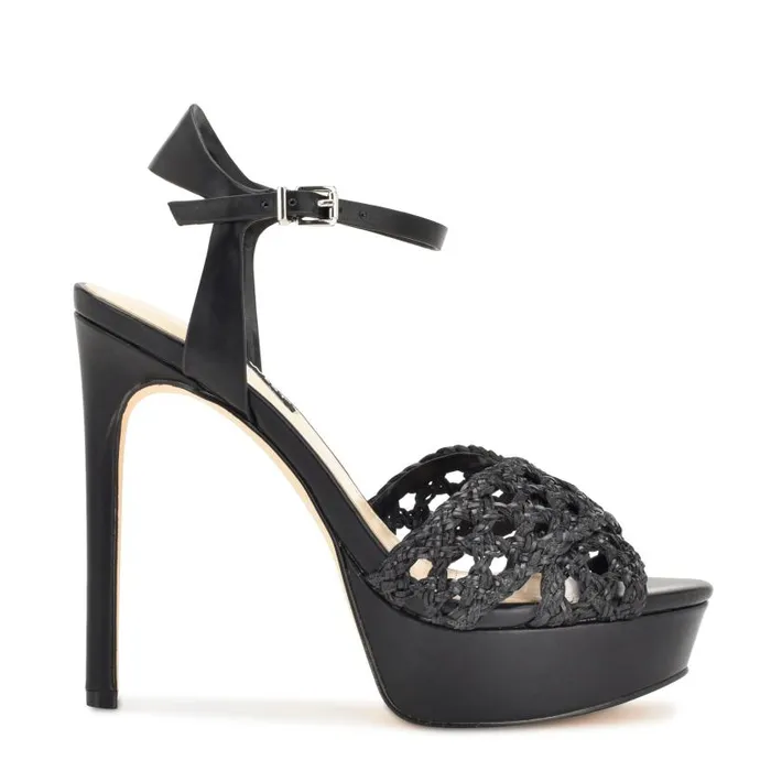 Grecia Platform Sandals Black Women Nine West Sandals